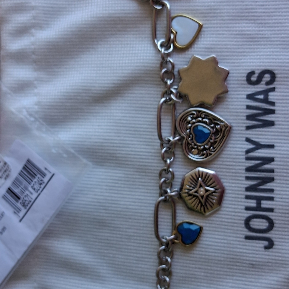 Johnny Was Silver-Tone Heart Charm Bracelet with Blue Accents - Picture 5 of 11
